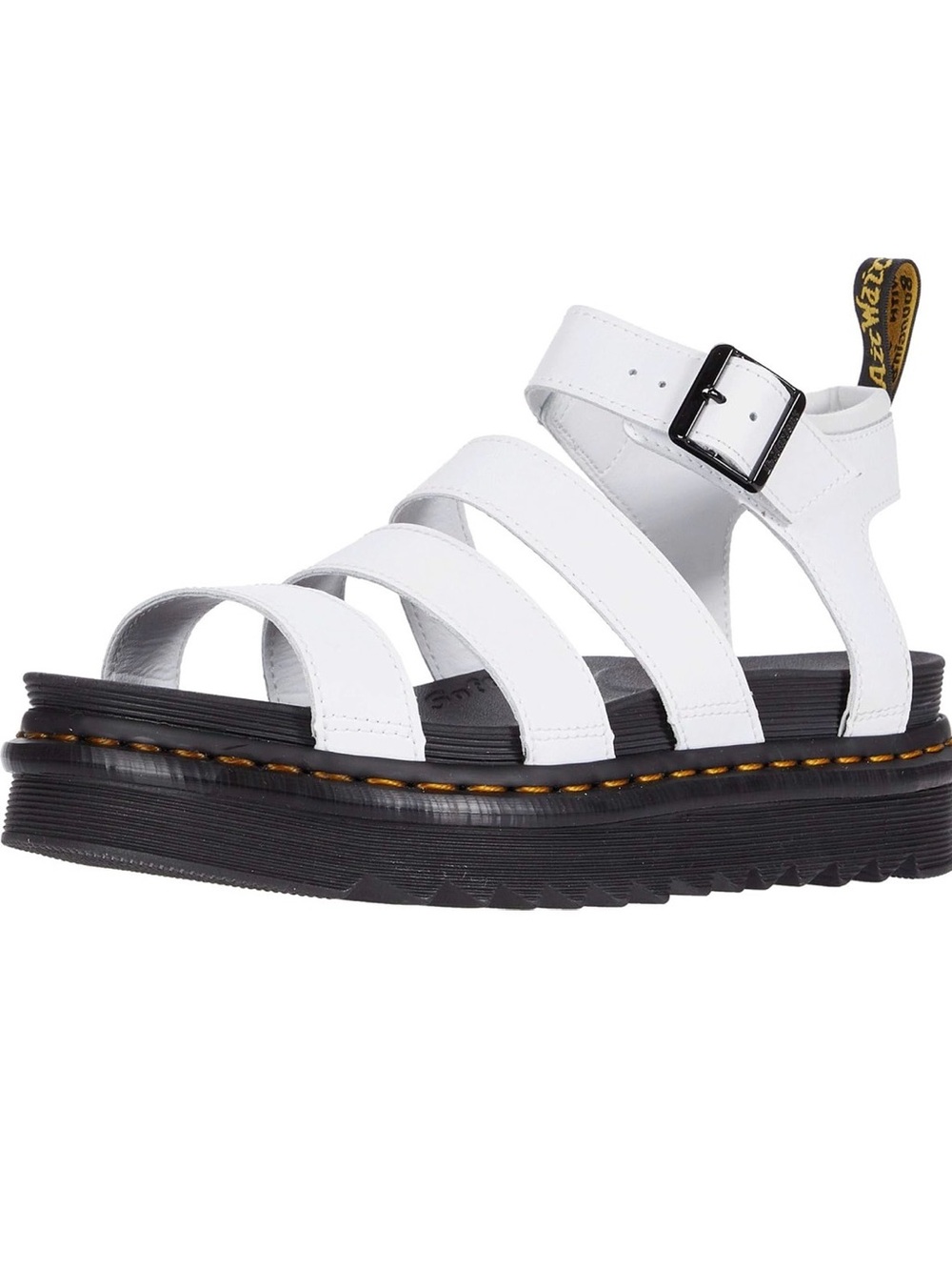 Dr. Martens White Leather Platform Strappy Sandal